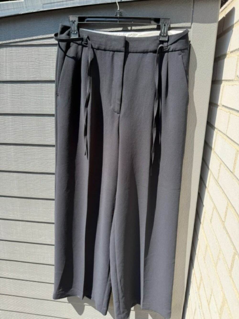 Aritzia Wilfred Womens black belted tie front trouser pants 10